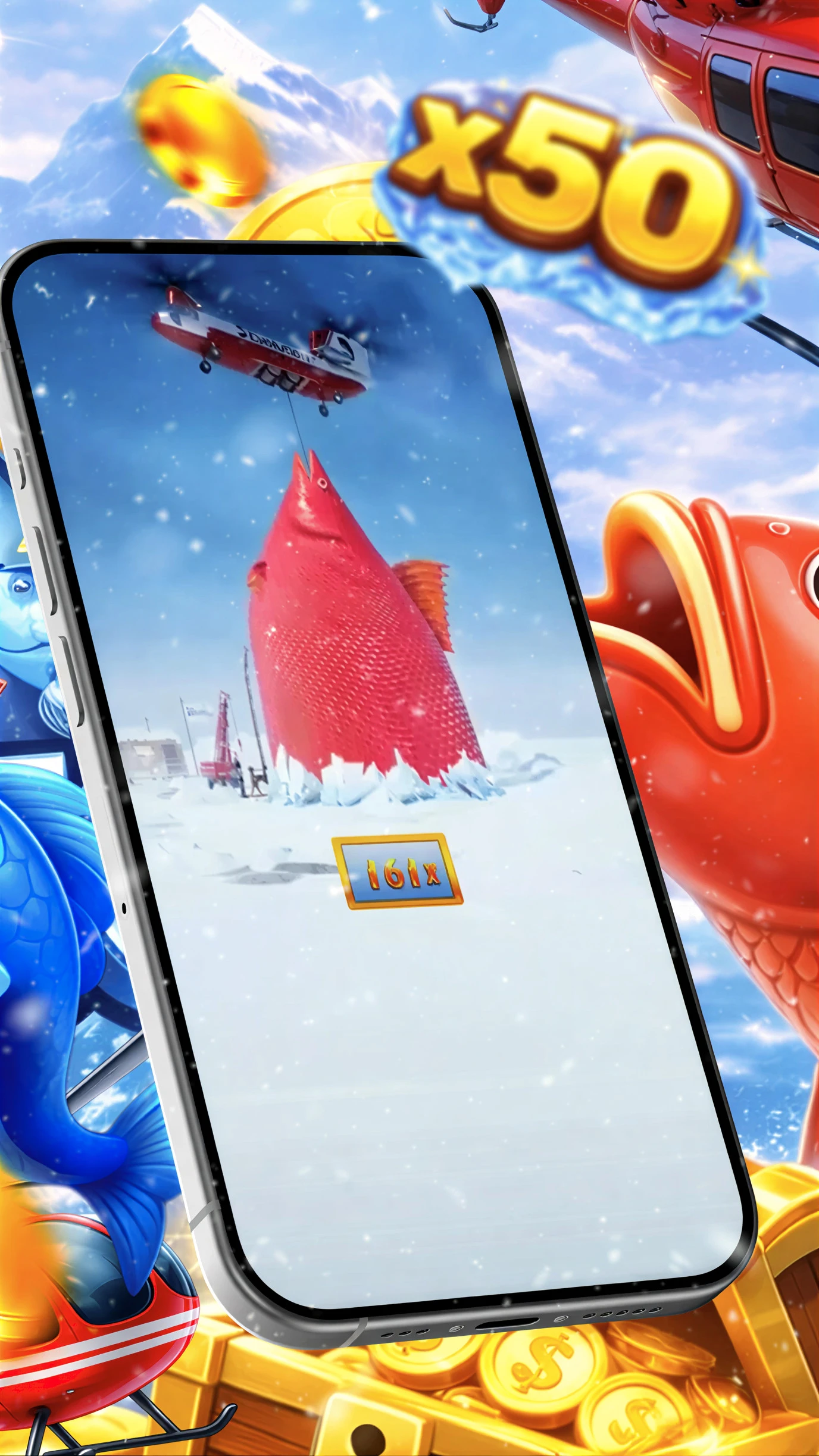 Ice Fishing mobile gameplay on smartphone - optimized touch interface for iOS and Android