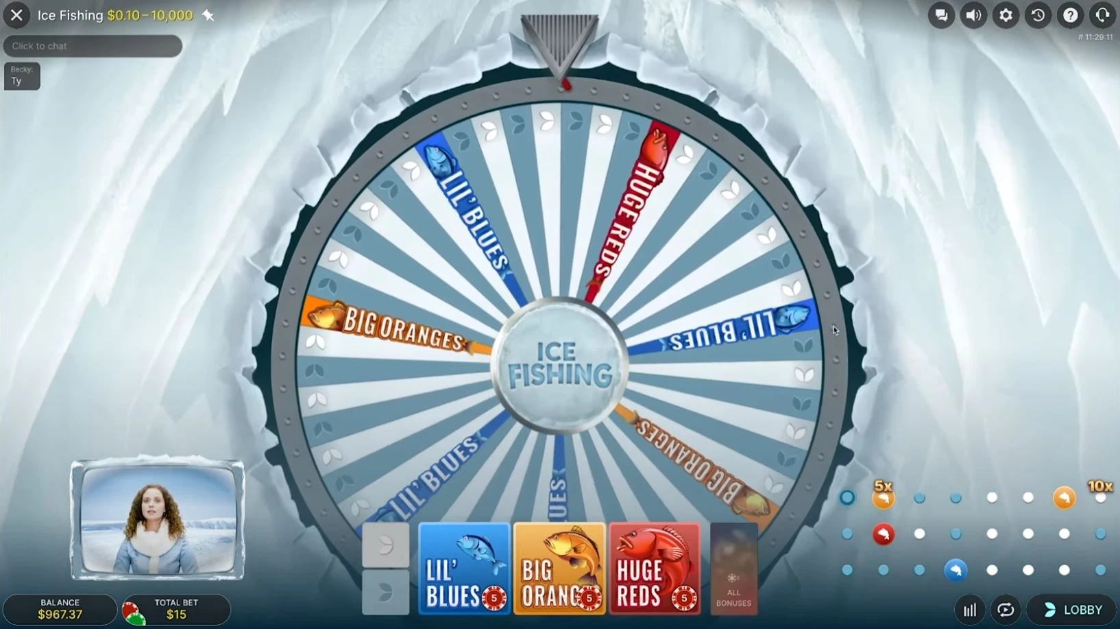 Ice Fishing wheel segments breakdown - Leaf, Lil' Blues, Big Oranges, and Huge Reds distribution